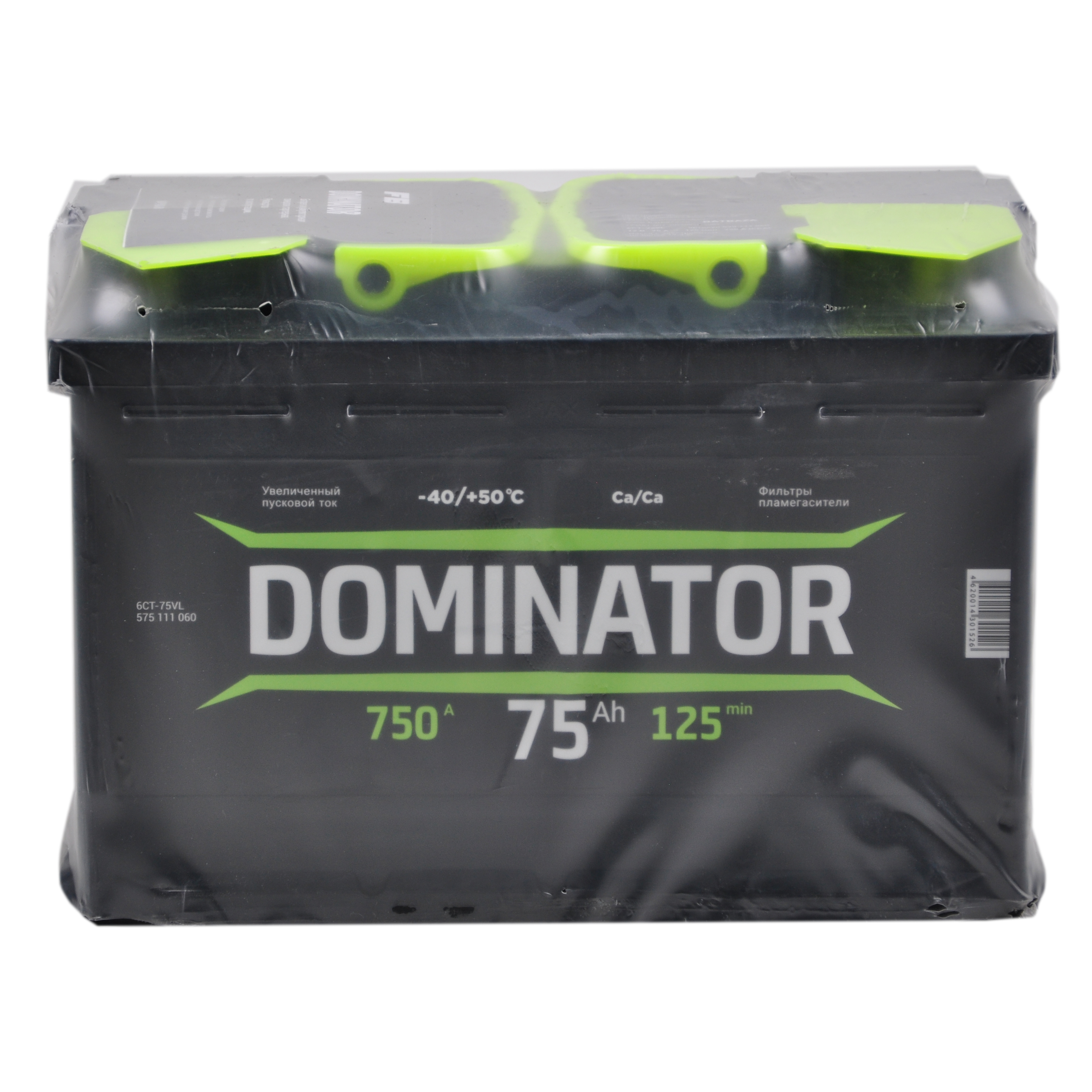 Аккумулятор Dominator 75 А·ч, 750 А (EN), залитый, габариты 276×175×190 мм