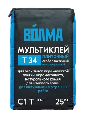 Смесь сухая клеевая на цементном вяжущем С1 Т "ВОЛМА-Мультиклей", 25 кг