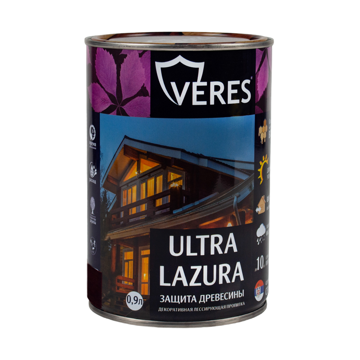 Декоративная пропитка для дерева Veres Ultra Lazura №9, глянцевая, 0,9 л, палисандр