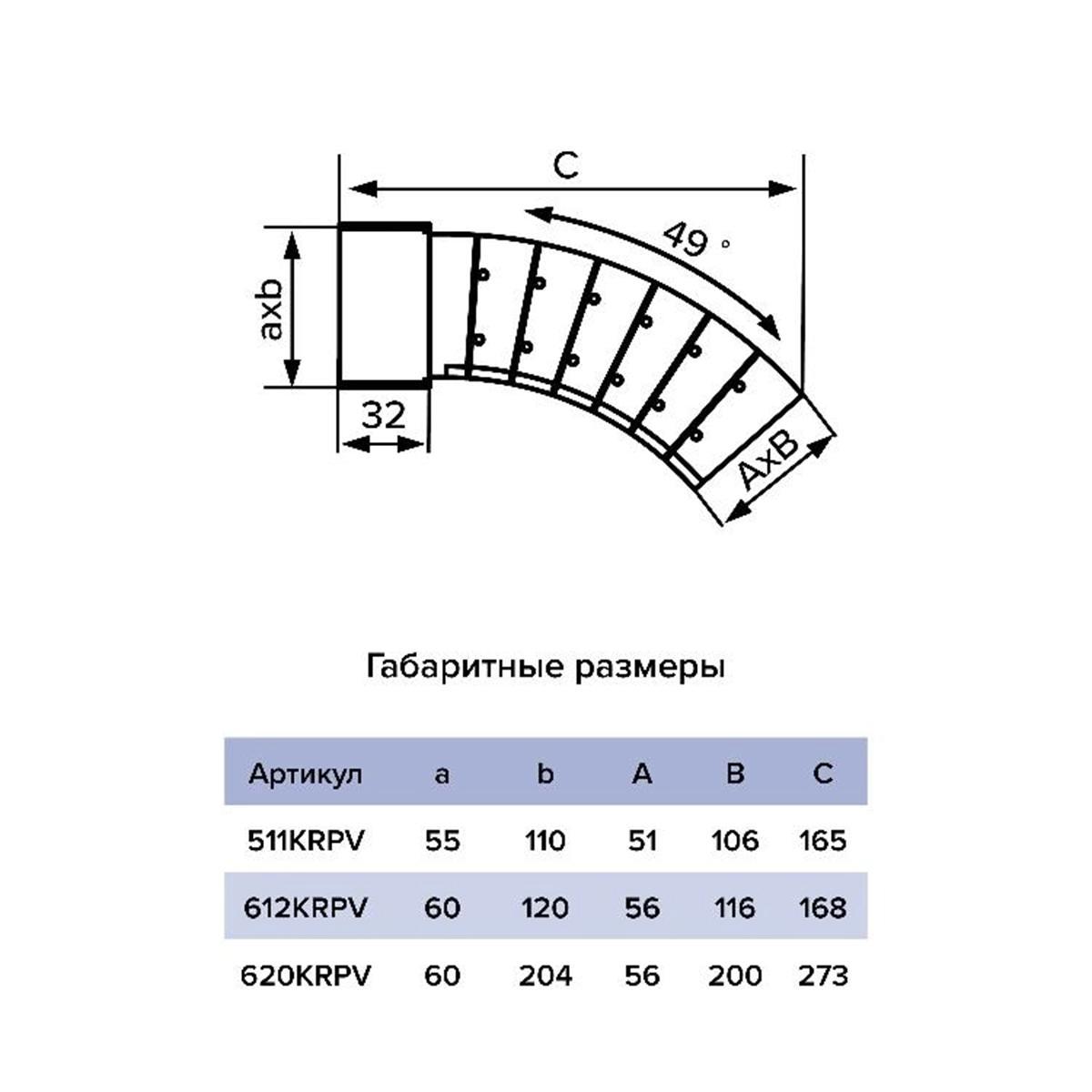 Колено вертикальное Era 511KRPV, пластик, разноугловое, 55 x 110 мм