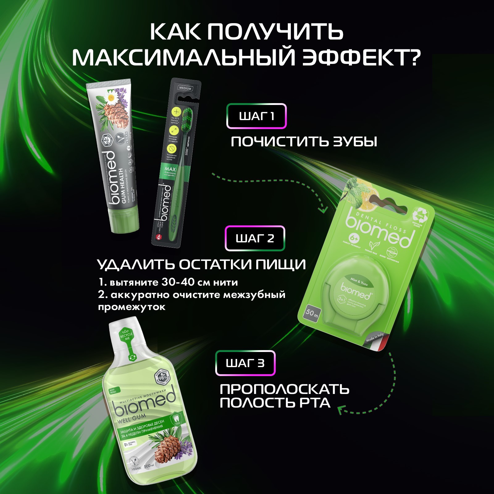 Зубная щетка BioMed Max Медиум, комплексная