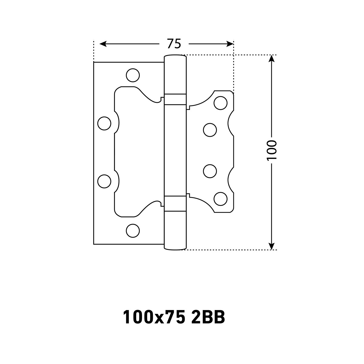 Петля накладная универсальная Аллюр 2BB SNP, 100 x 75 x 2,5 мм, матовый никель, 2шт