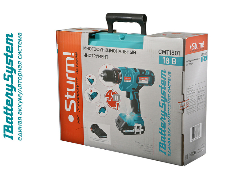 Аккумуляторный шуруповерт-мультитул 4в1 Sturm! CMT1801 1BatterySystem