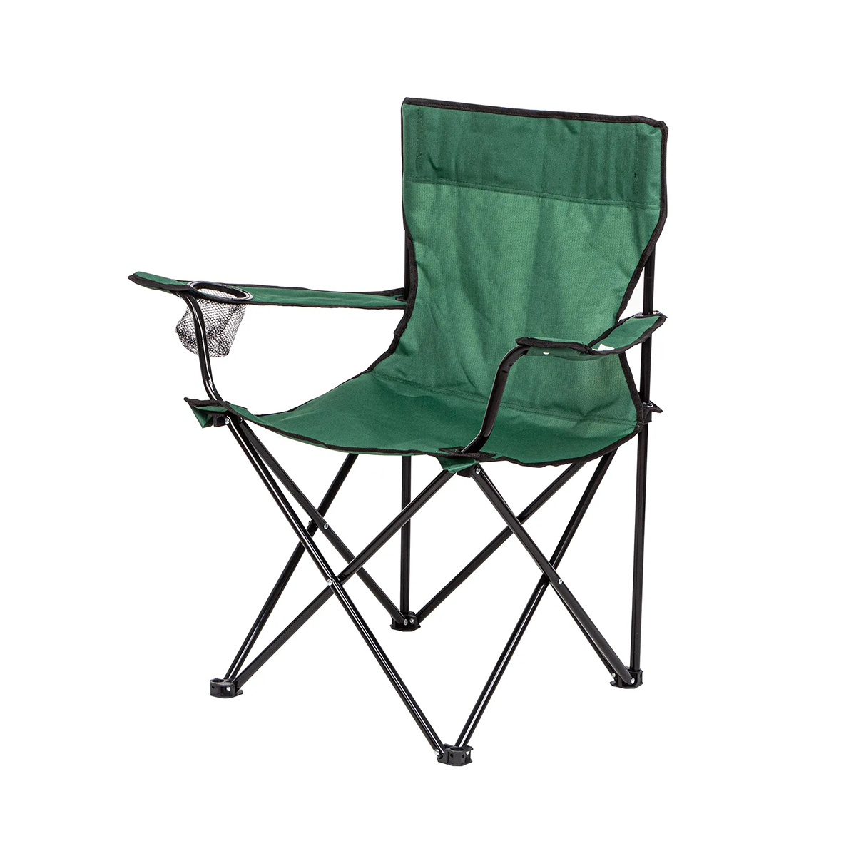 СТУЛ ПОХОДНЫЙ СКЛАДНОЙ "CAMPING" СО СПИНКОЙ, ПОДЛОКОТНИКАМИ,ПОДСТАКАННИКОМ (ЗЕЛЕНЫЙ) "PALISAD"