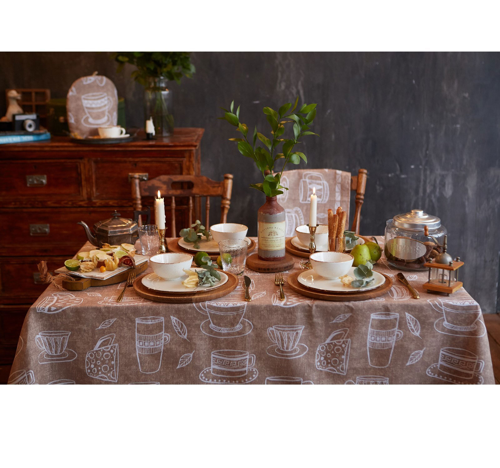 СКАТЕРТЬ "ДОЛЯНА" CUP OF TEA 220*144 СМ
