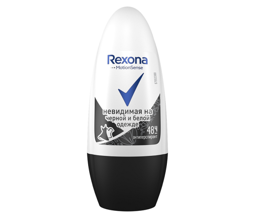 REXONA (РЕКСОНА) дез.ролик жен.50мл.Невидимая чер.на бел