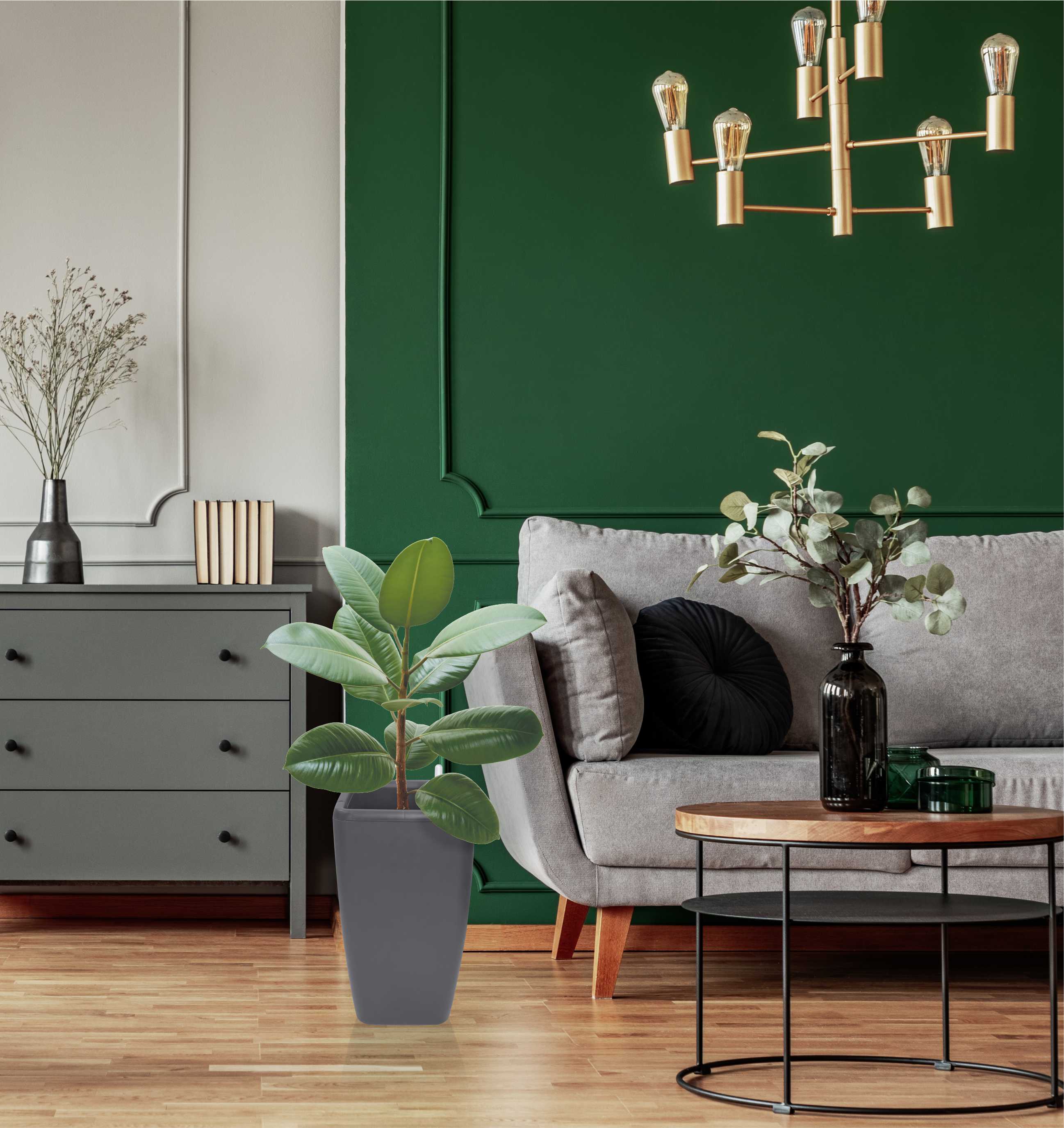 Горшок с автополивом InGreen Munchen, 20 л, с внутренней вставкой, 8 л, квадратный, вулканический серый