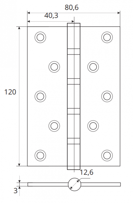 Петля Apecs 120*80-B4-Steel-CR
