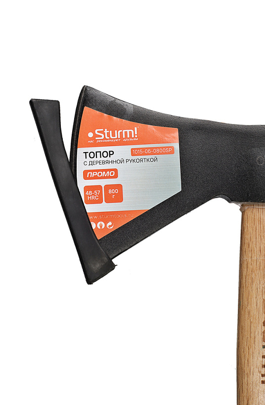 Топор 800 гр, ДЕРЕВЯННАЯ РУКОЯТКА, КОВАНАЯ СТАЛЬ, ПРОМО, Sturm!