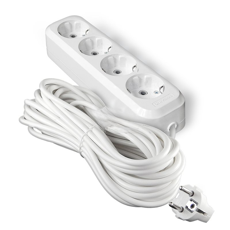 Удлинитель 4х10м с заземл. 10А IP20 Е-304 ПВС 3х1 АБС-пластик UNIVersal 9631984
