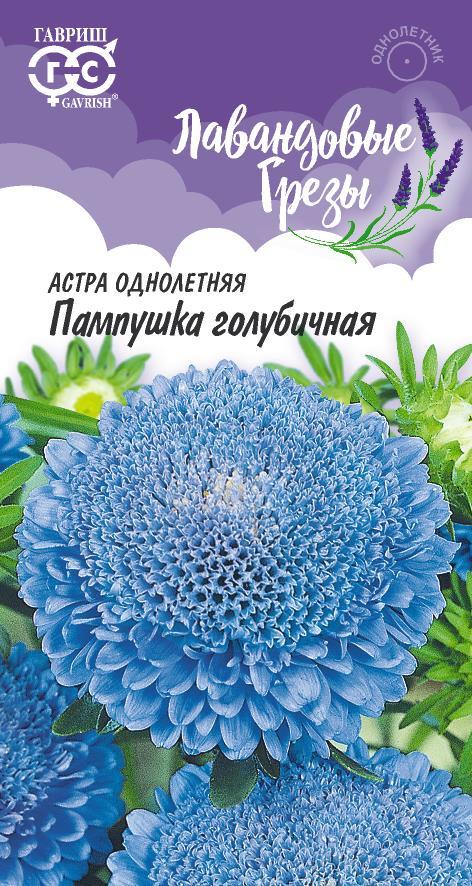 Семена Астра Пампушка голубичная, однолетняя (помпонная) 0,3 г серия Лавандовые грёзы