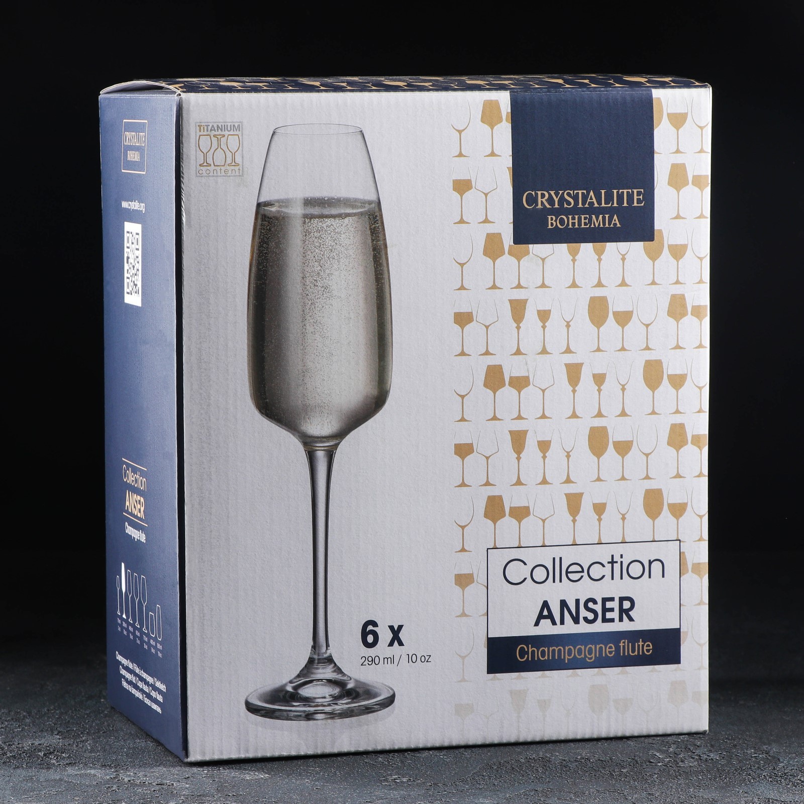 Набор бокалов для шампанского CRYSTALITE BOHEMIA Anser/Alizee 290 мл, 6 шт 