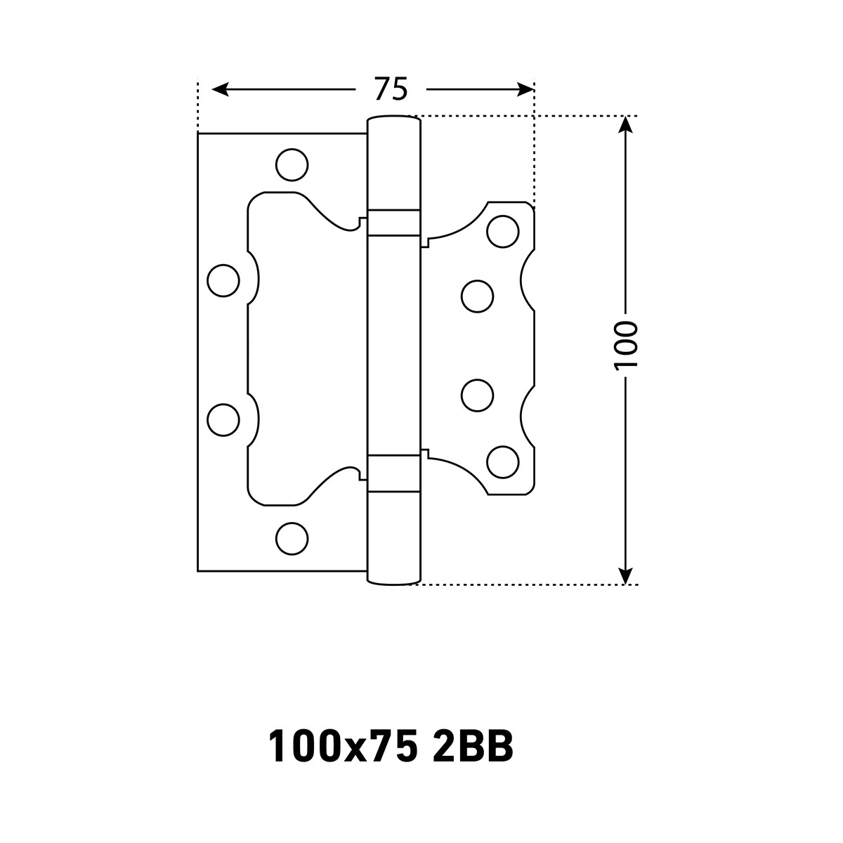 Петля накладная универсальная Аллюр 2BB AC, 100 x 75 x 2,5 мм, медь, 2шт