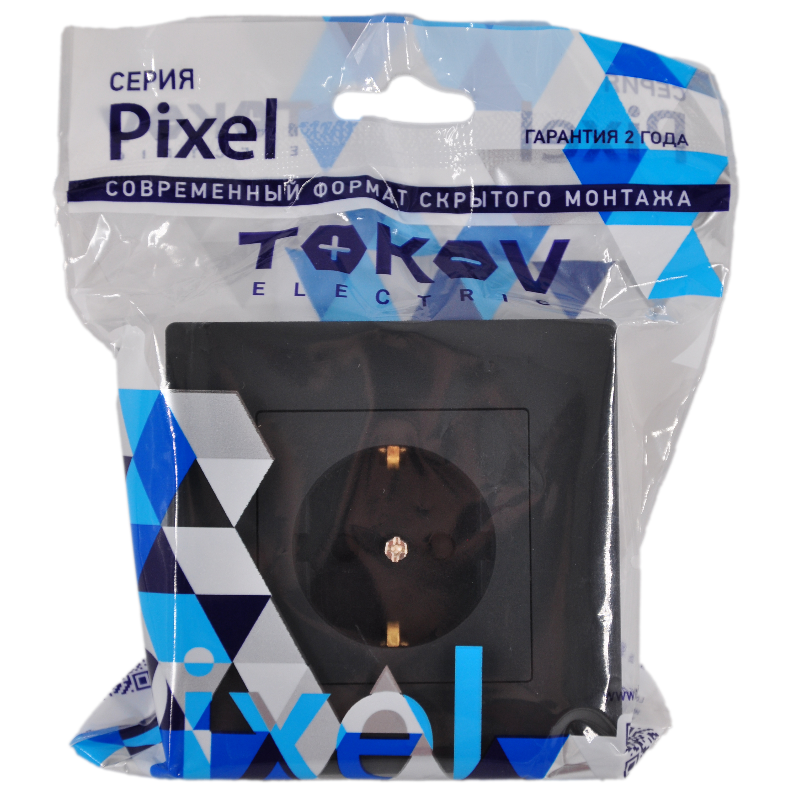Розетка 1-м СП Pixel 16А IP20 с заземл. защ. шторки в сборе карбон TOKOV ELECTRIC TKE-PX-R1FZSF-C14