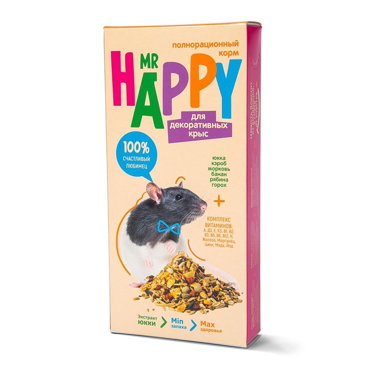 Корм MR HAPPY сухой для декоративных крыс, 400 г 