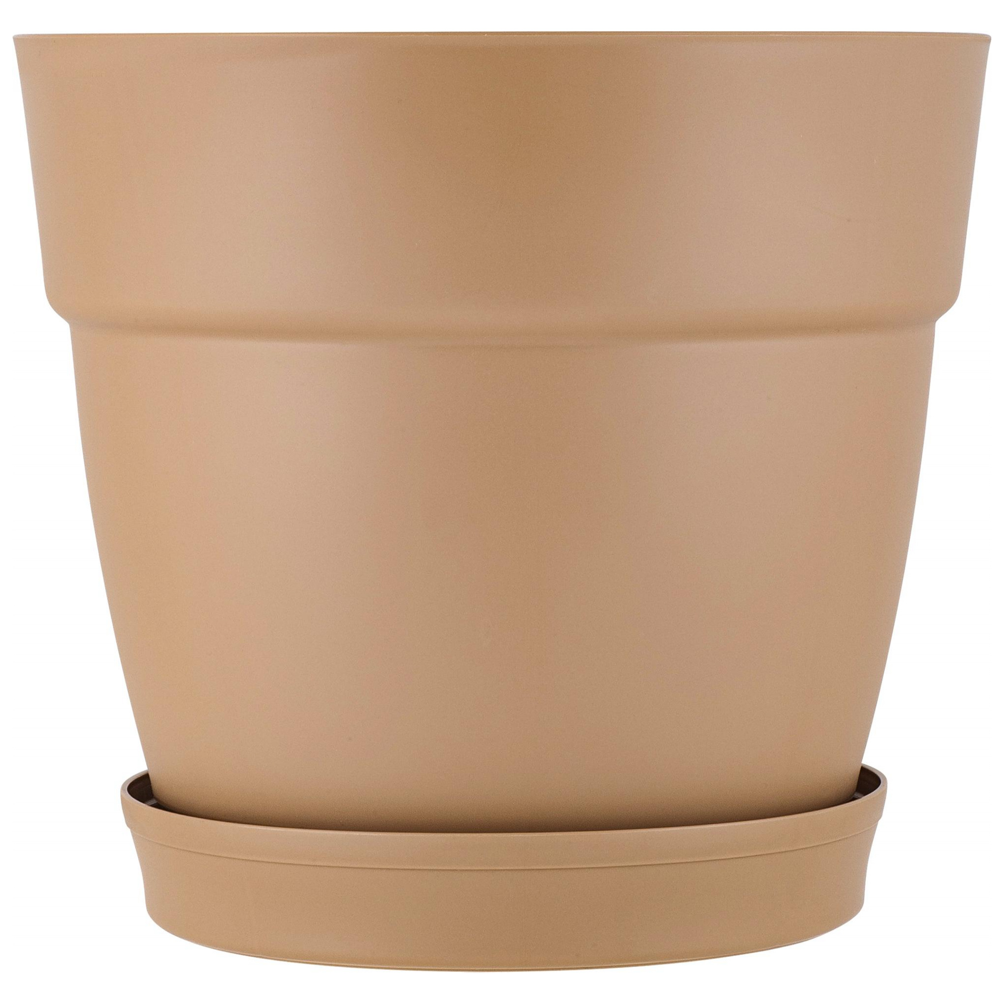 Горшок для цветов InGreen Villa de Fiori, с фиксируемым поддоном, 1.1 л, D 130 мм, молочный шоколад