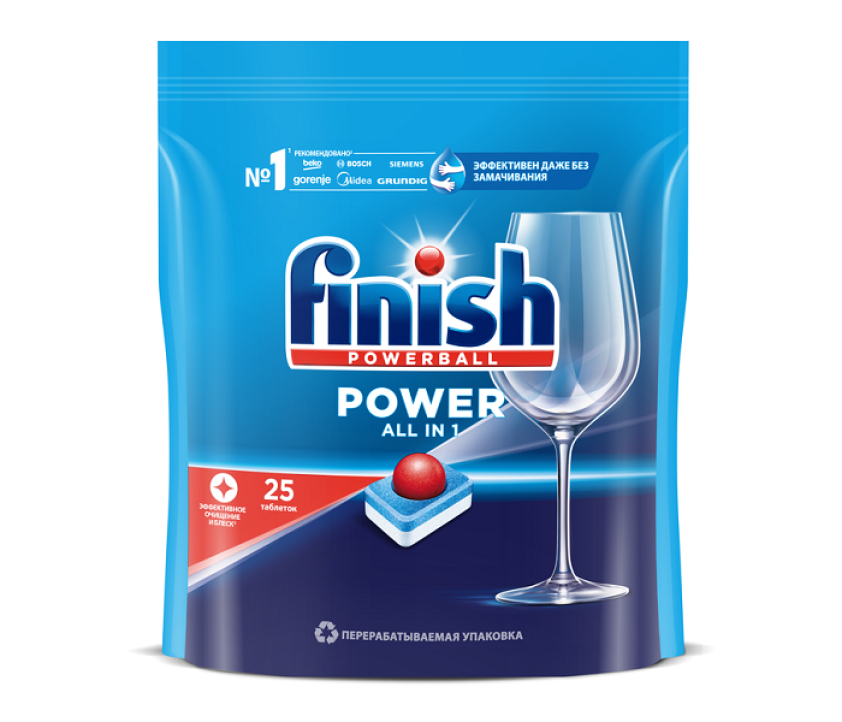 Таблетки FINISH Power для посудомоечных машин, 25 шт