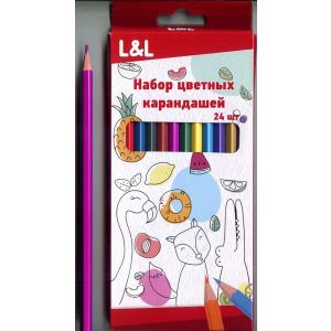 Карандаши 24 цвета L&L 175мм грифель 2,65 мм шестигр, пластик