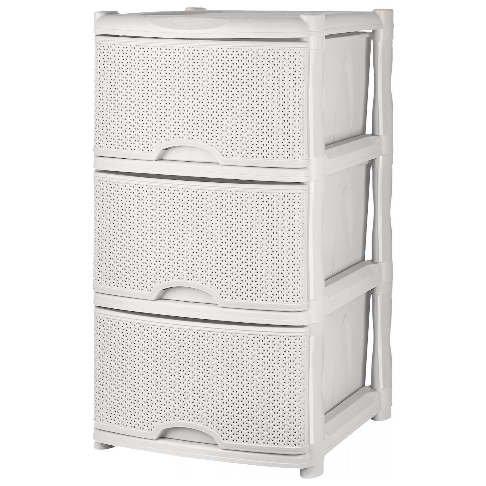 Комод Keeplex Rattan, трехсекционный. 48х41х72.3 см, белое облако