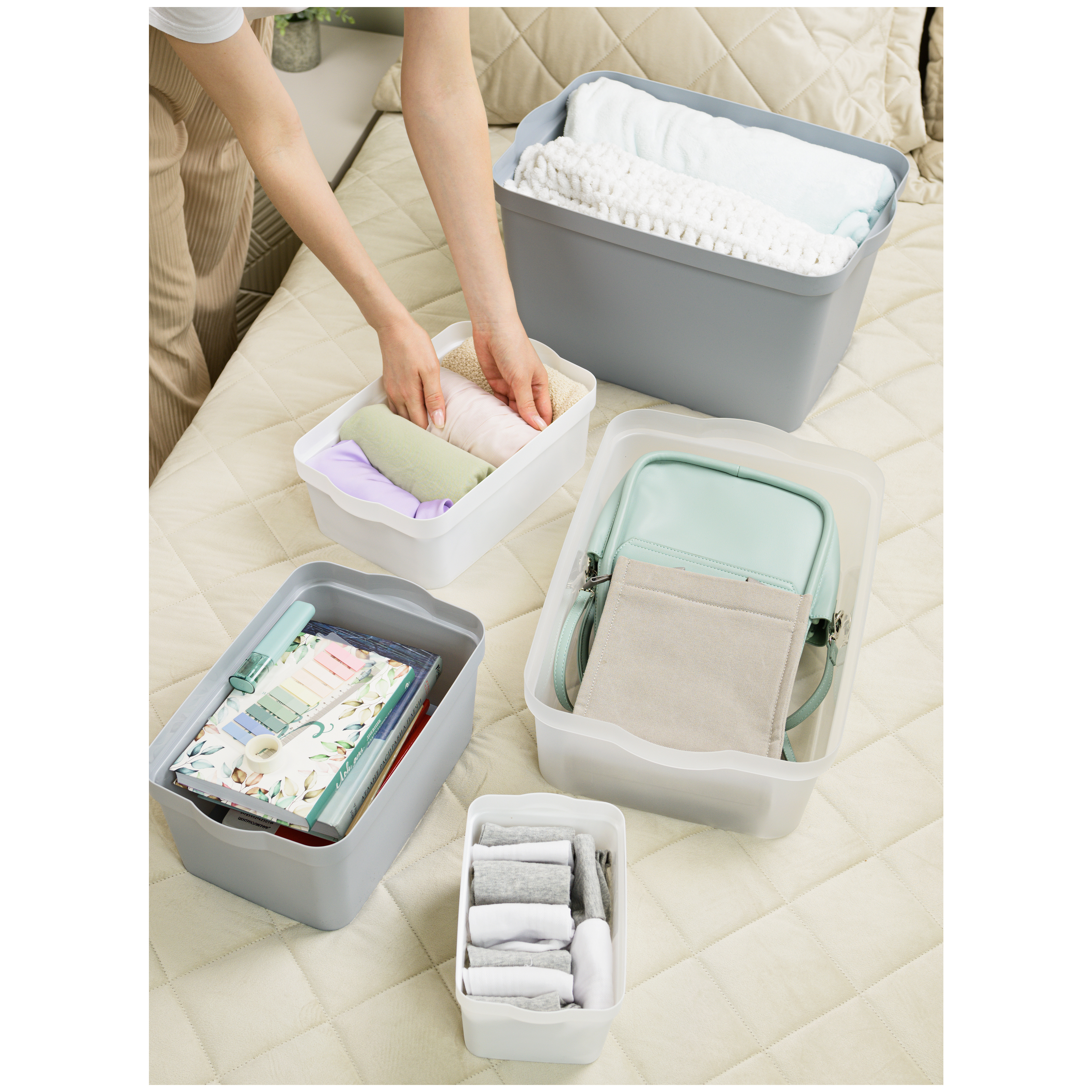 Ящик для хранения Keeplex Trendy, 6 л, 32х21.1х11 см, матовый кристалл