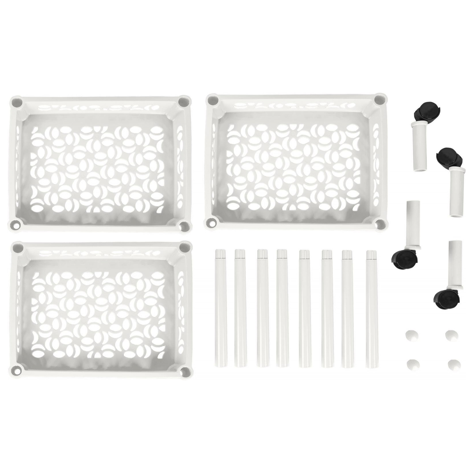Этажерка Keeplex Light, на колесиках, трехсекционная малая, прямоугольная, 37х29х69 см, белое облако
