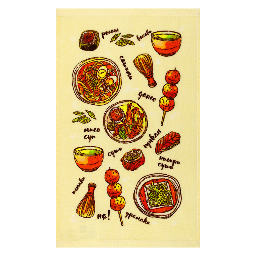 Махровое полотенце ВТ Кухня Япония м1224_04 S 30* 50 см, кремовое