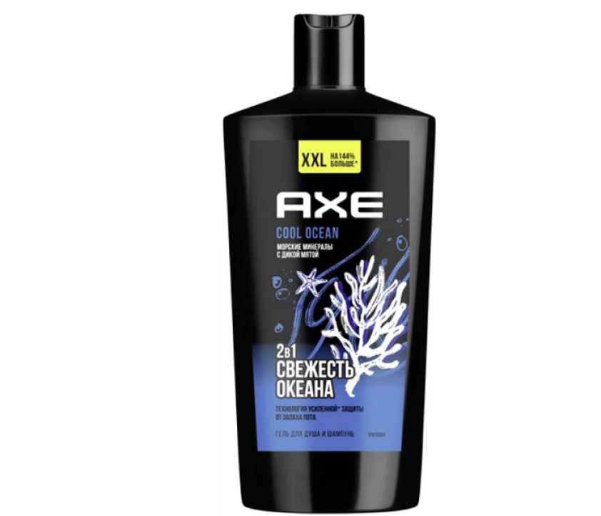 Axe 2в1 гель для душа и шампунь cool ocean xxl с акватическим ароматом, свежесть и увлажнение 610 мл