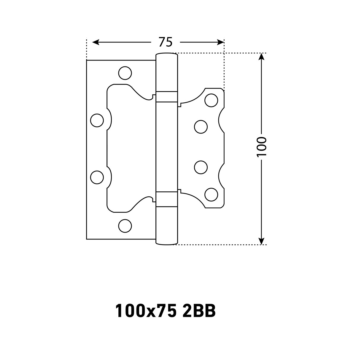 Петля накладная универсальная Аллюр 2BB SCP, 100 x 75 x 2,5 мм, матовый хром, 2шт