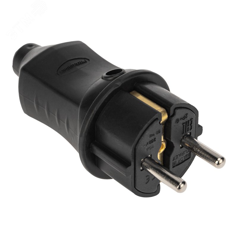 Вилка прямая влагозащищенная 2P+PE 230V, 16A, IP44 каучук  PROconnect