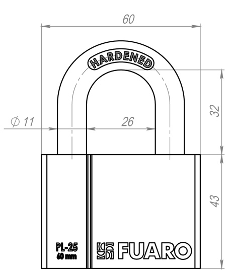 Замок навесной PL-PROTEC-2560 4 fin key фин. /блистер (FUARO)