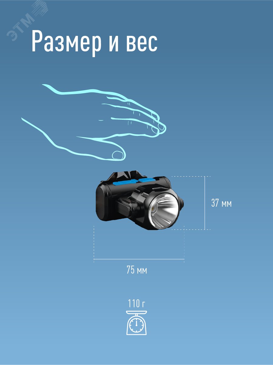 Фонарь налобный аккумуляторный, 3Вт XPE, 5Вт COB, 1200Mah LI-On, подзарядка Micro USB