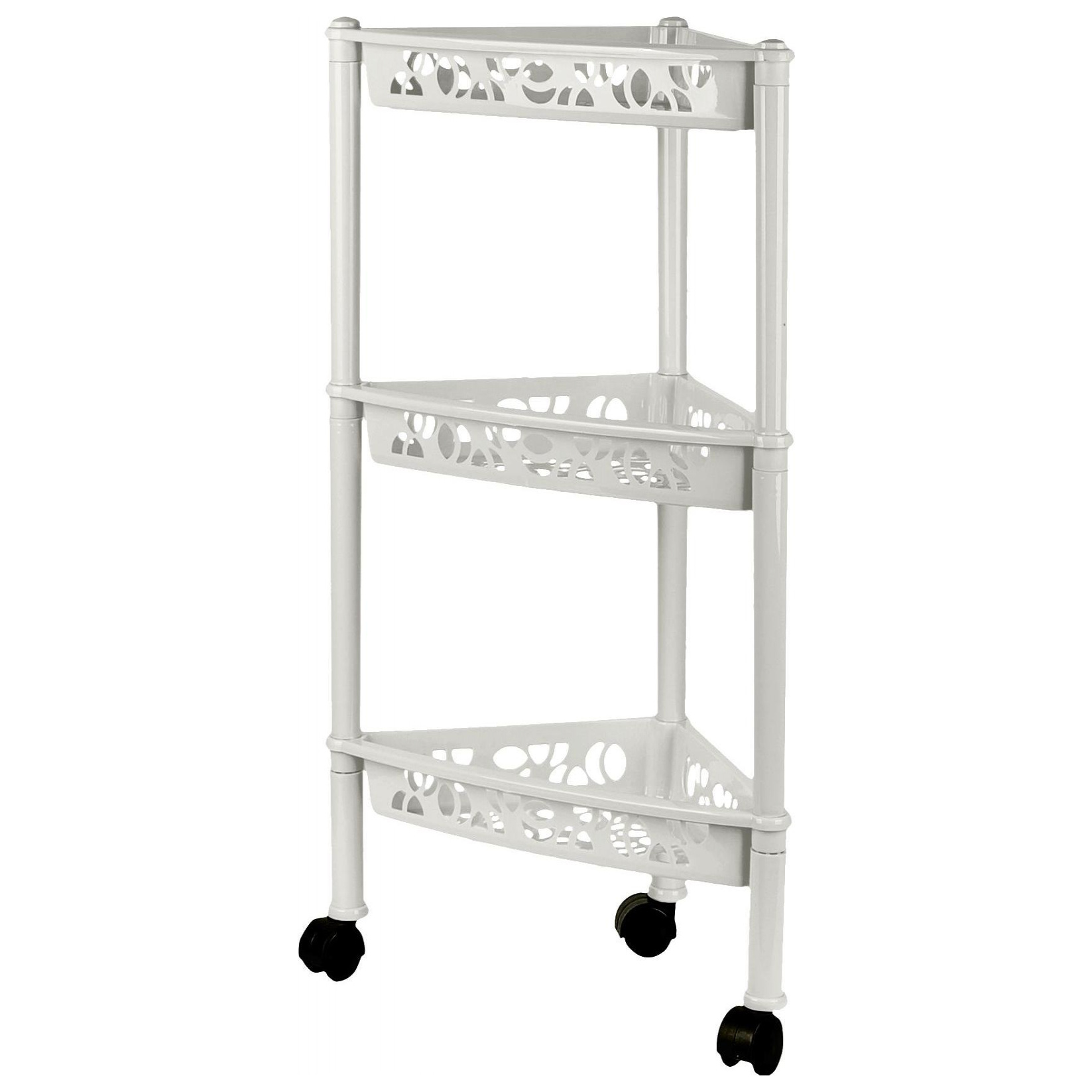 Этажерка Keeplex Light, на колесиках, трехсекционная, угловая, 38.3х22.2х69 см, белое облако