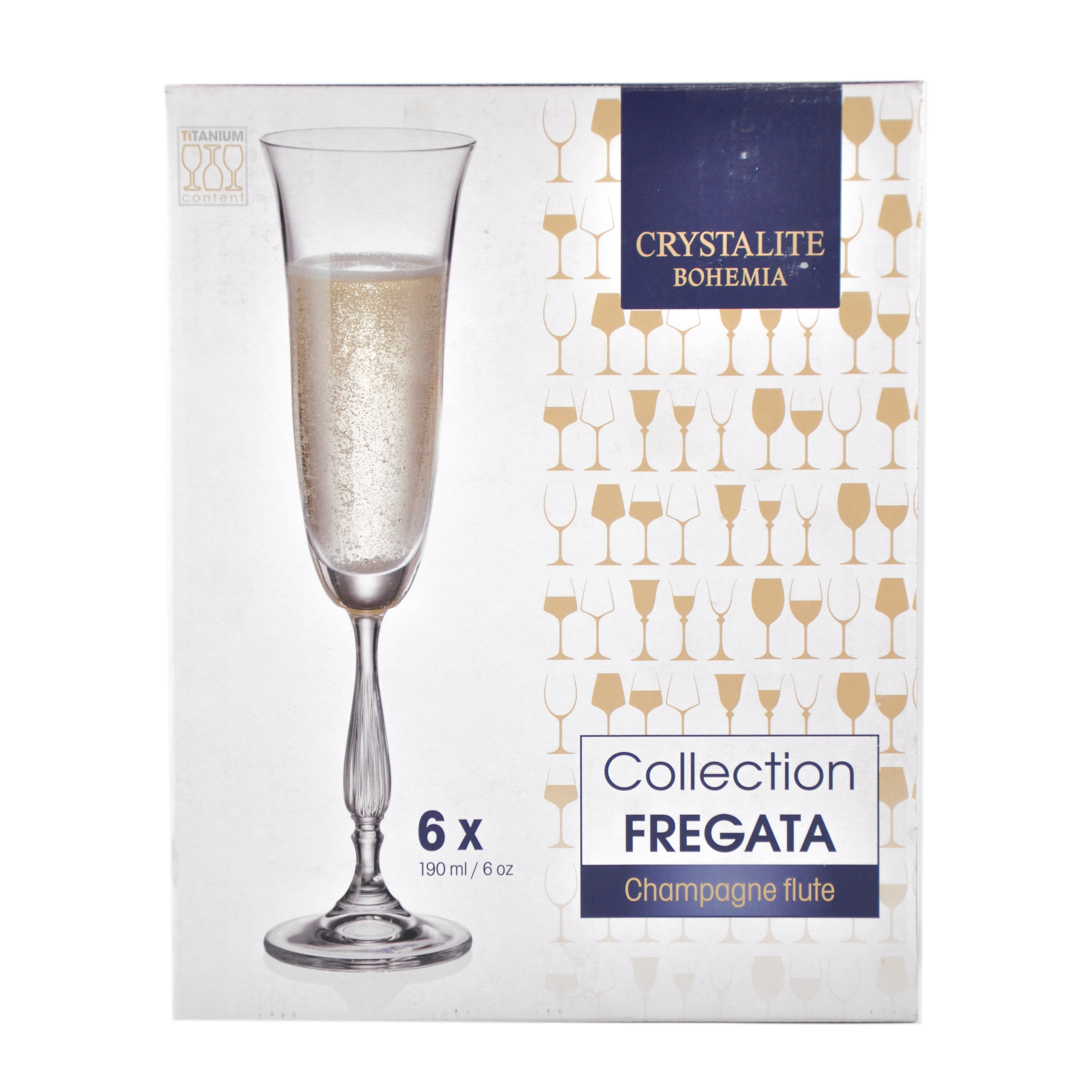 Набор фужеров для шампанского CRYSTALITE BOHEMIA As Crystal 190 мл, 6 шт 