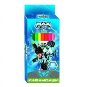 Карандаши 6 цветов Max Steel (короткие 88мм)