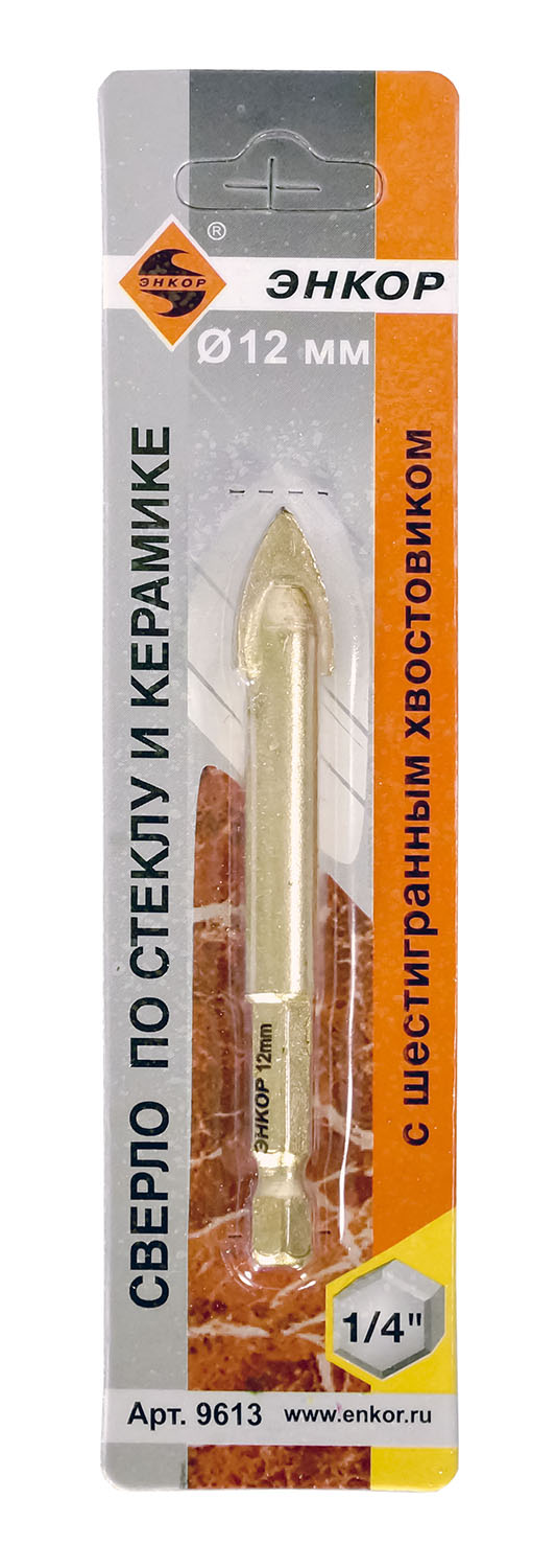 Сверло по стеклу и керамике (12 мм; шестигранный хвостовик) Энкор