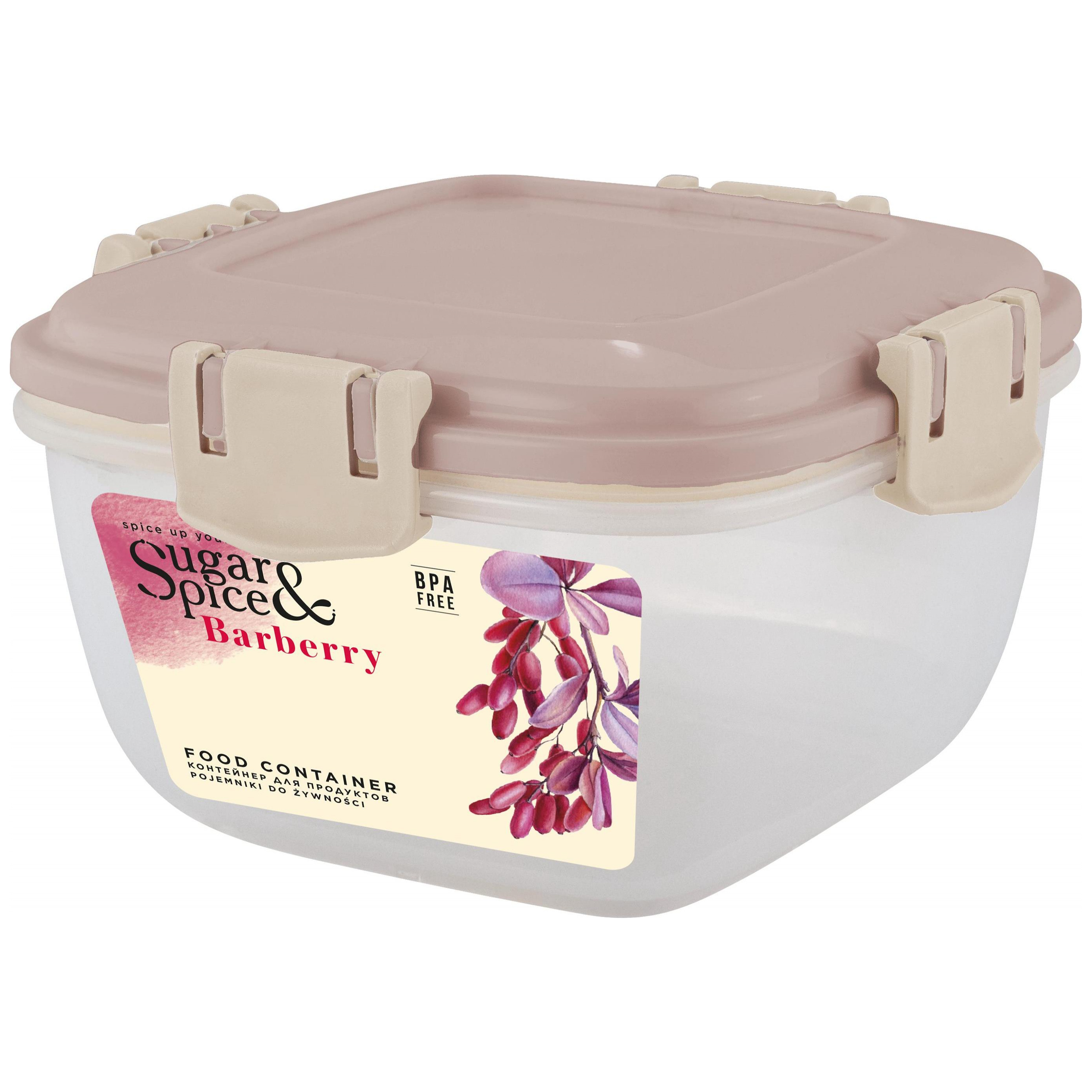 Контейнер для продуктов Sugar&Spice Barberry, герметичный, 0,35 л, квадратный, латте