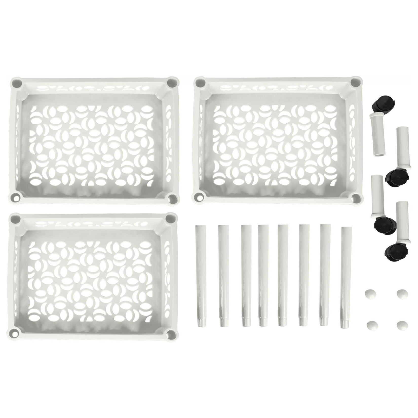 Этажерка Keeplex Light, на колесиках, трехсекционная, прямоугольная, 37х29х69 см, белое облако