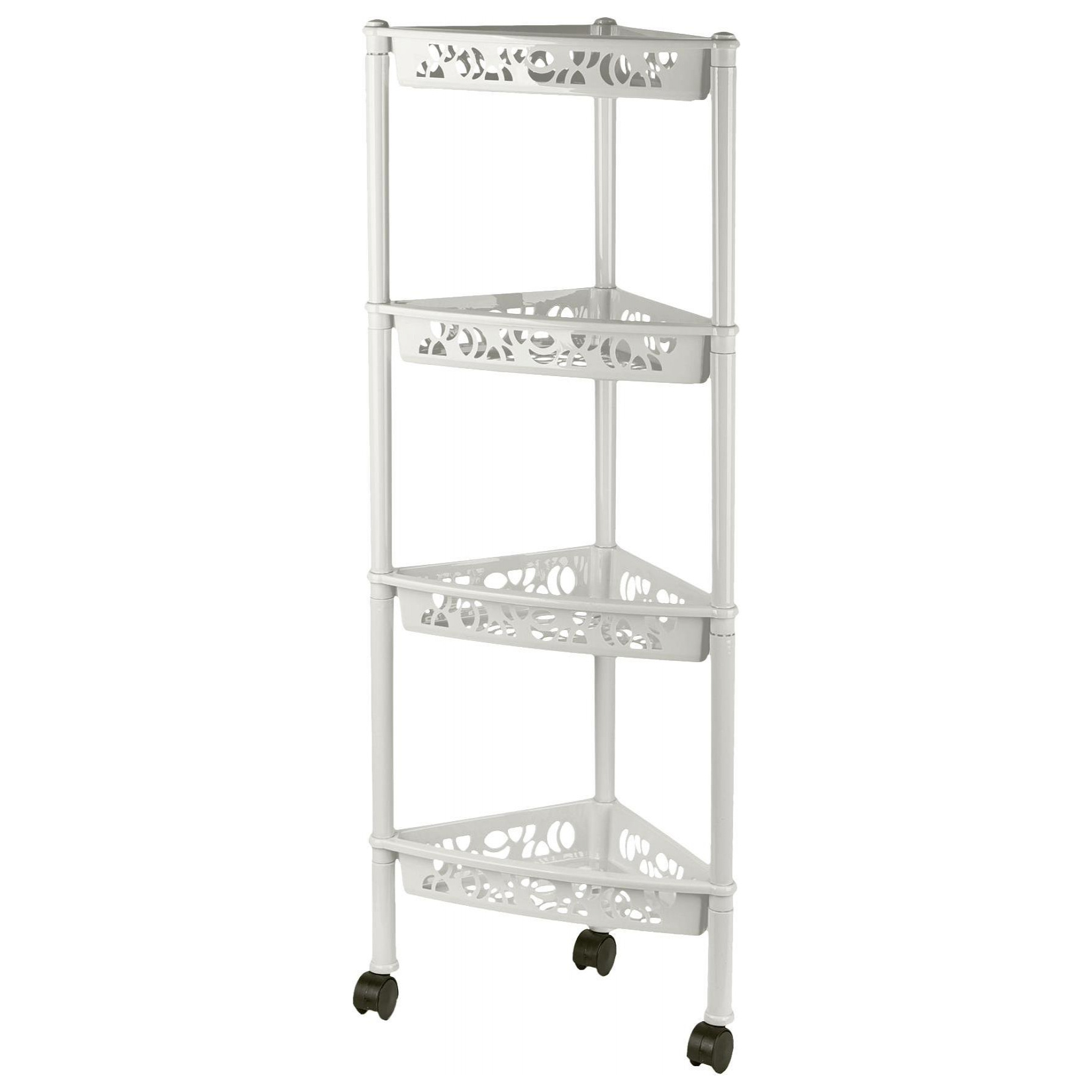 Этажерка Keeplex Light, на колесиках, четырехсекционная, угловая, 38.3х22.2х93.5 см, белое облако