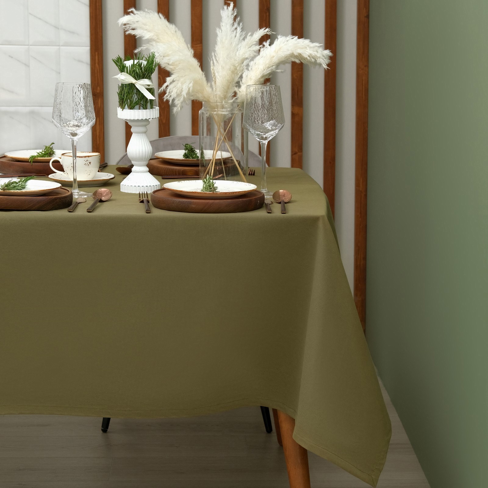 Скатерть Этель Kitchen 150х250 см, зелёный, 100% хл, саржа 220 г/м2