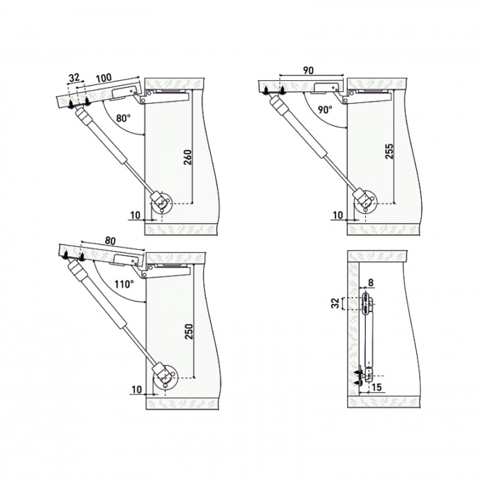 Газовые лифты StahlBuro №60 хром матовый