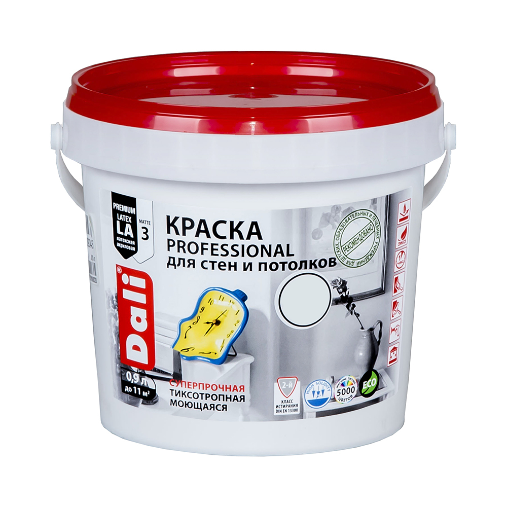 Акриловая краска для стен и потолков Dali Professional 3 матовая база А 9 л