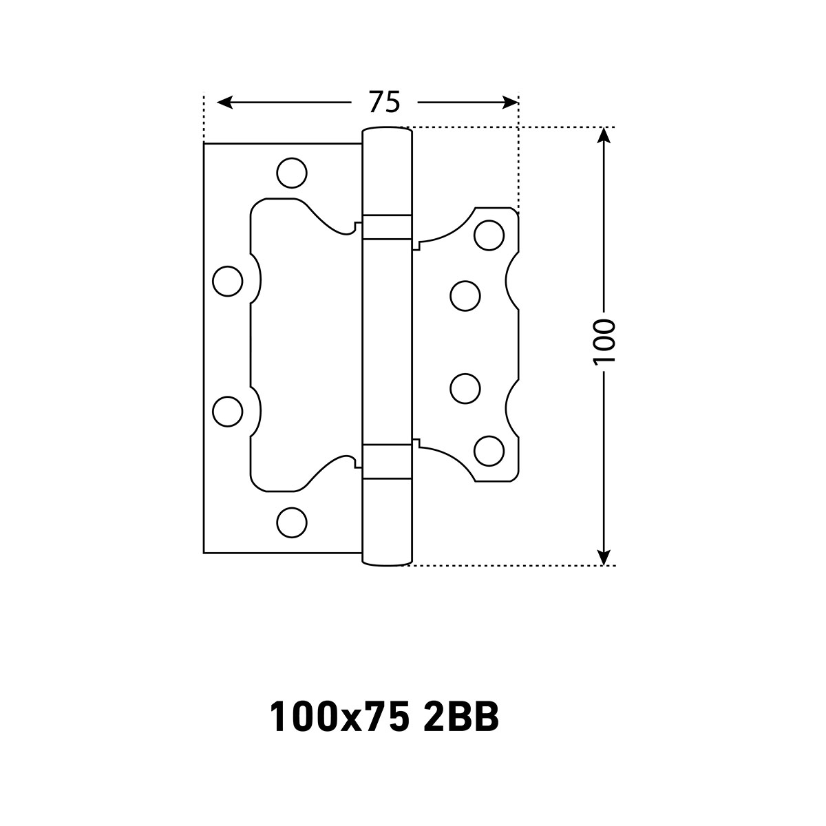 Петля накладная универсальная Аллюр 2BB SBP, 100 x 75 x 2,5 мм, матовая латунь, 2шт