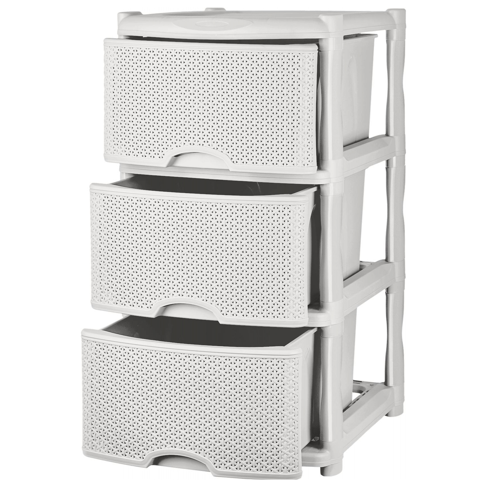 Комод Keeplex Rattan, трехсекционный. 48х41х72.3 см, белое облако