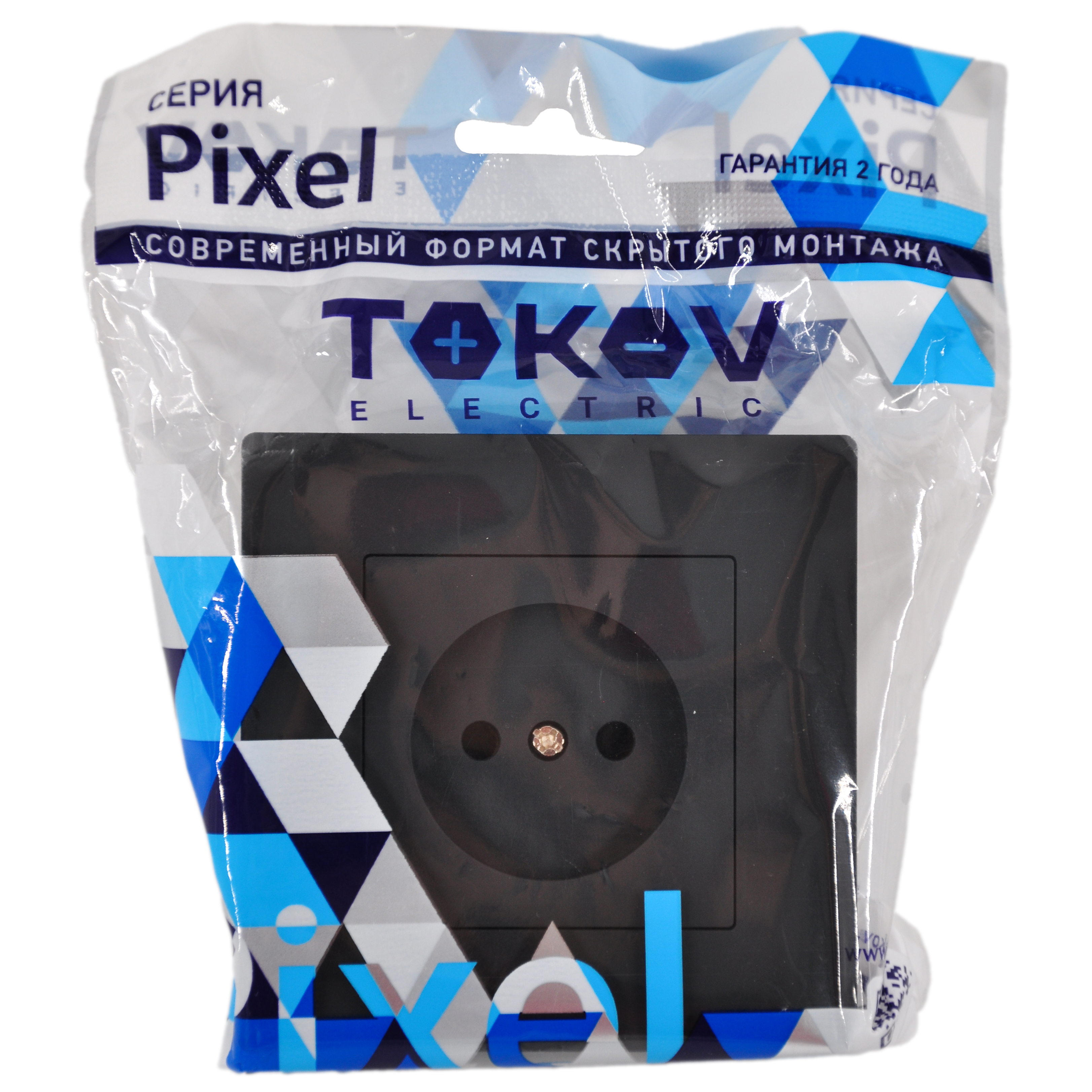 Розетка 1-м СП Pixel 16А IP20 без заземл. в сборе карбон TOKOV ELECTRIC TKE-PX-R1F-C14