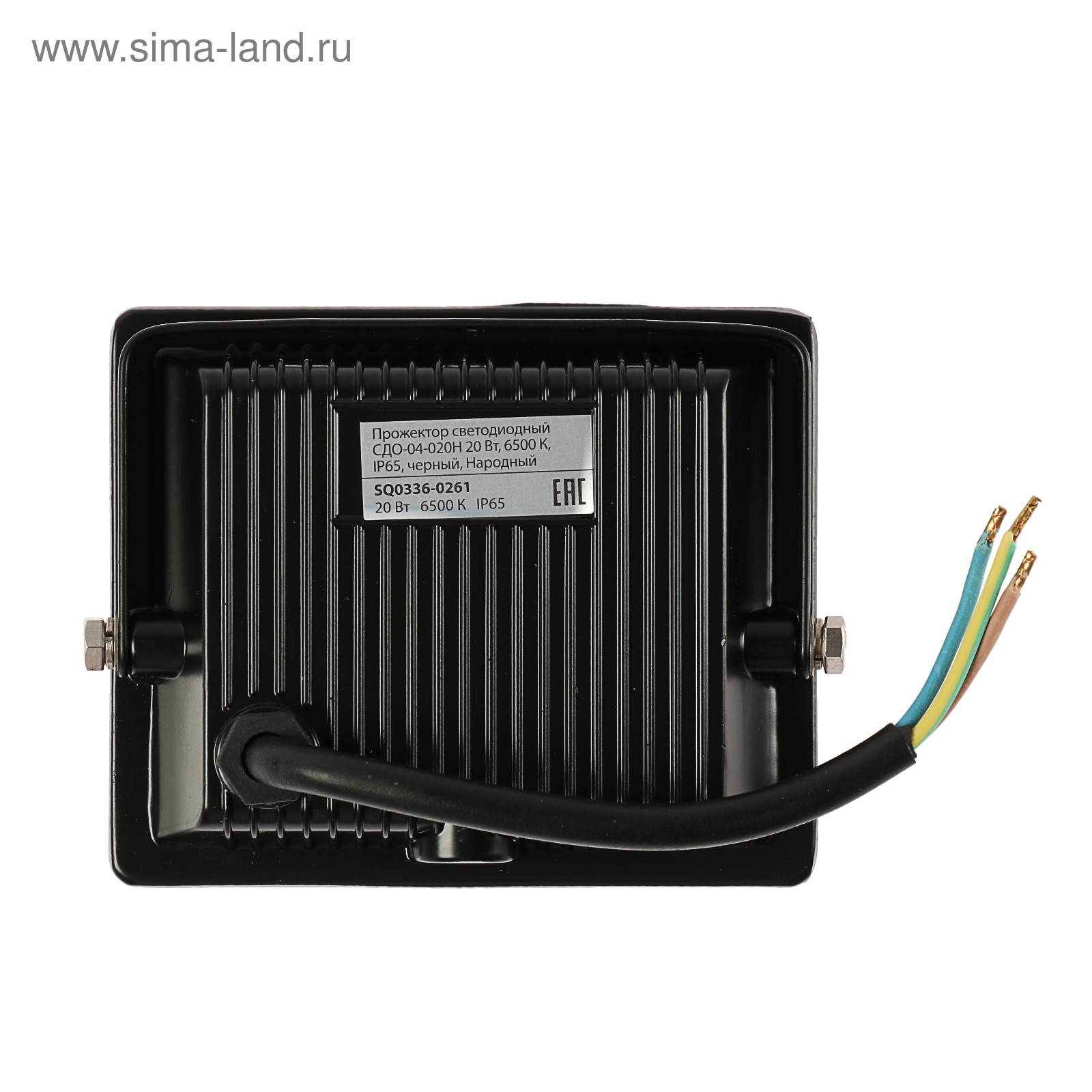 Прожектор светодиодный TDM "Народный" СДО-04-020Н, 20 Вт, 6500 К, IP65, черный