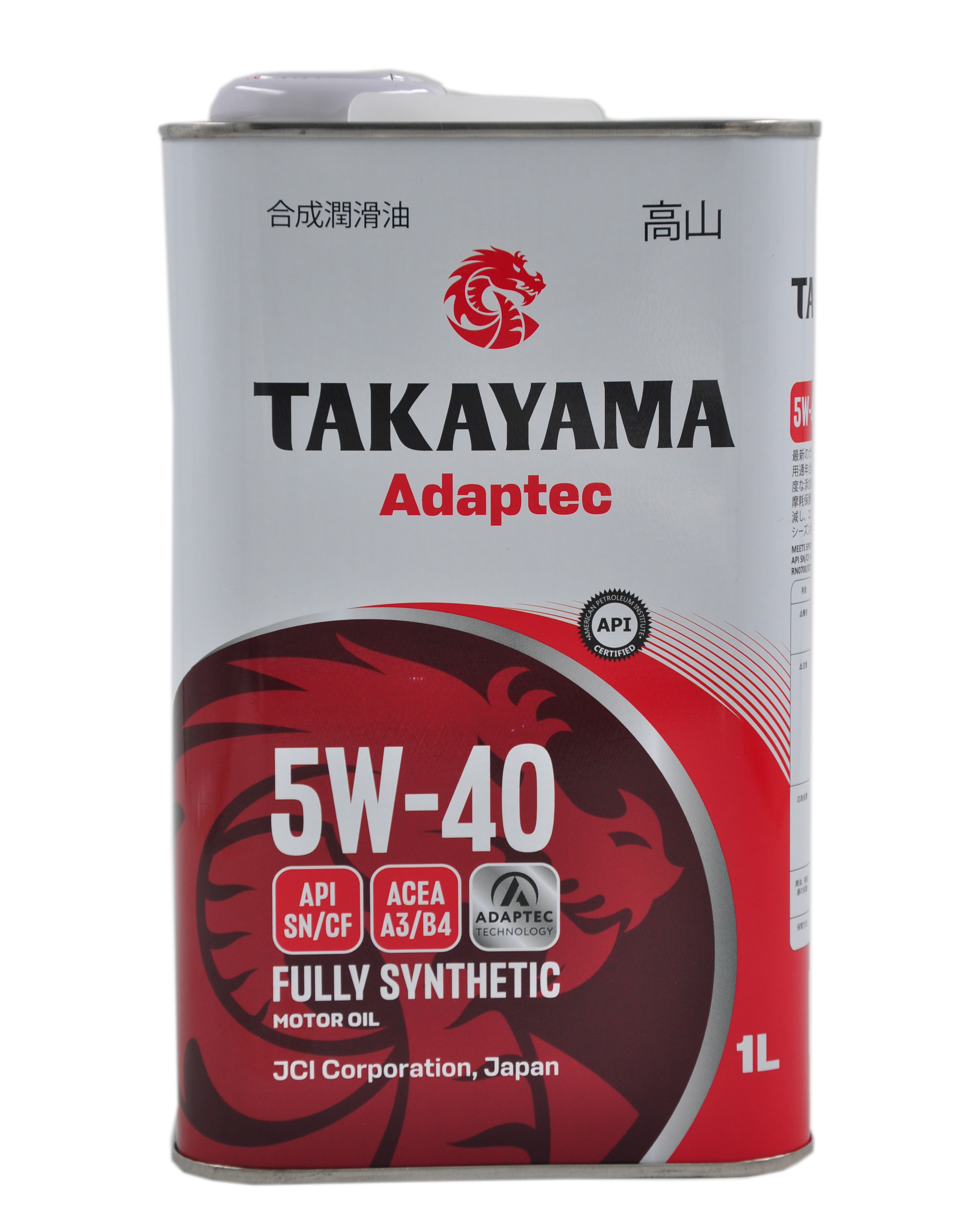 Моторное масло TAKAYAMA Adaptec 5W‑40 синтетическое, 1 л, API SN/CF, ACEA A3/B4