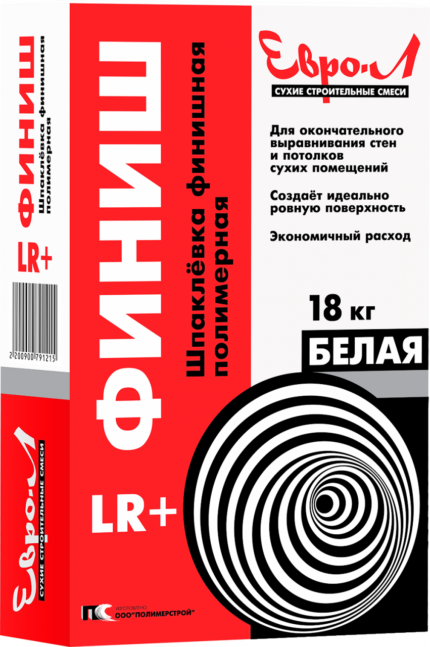 Шпатлевка финишная белая LR+, 18 кг ЕВРО-Л