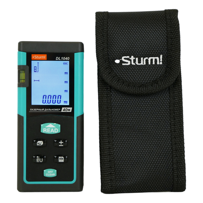 Дальномер лазерный 0,05-40м, LCD дисплей, встроенный уровень, чехол, Sturm!