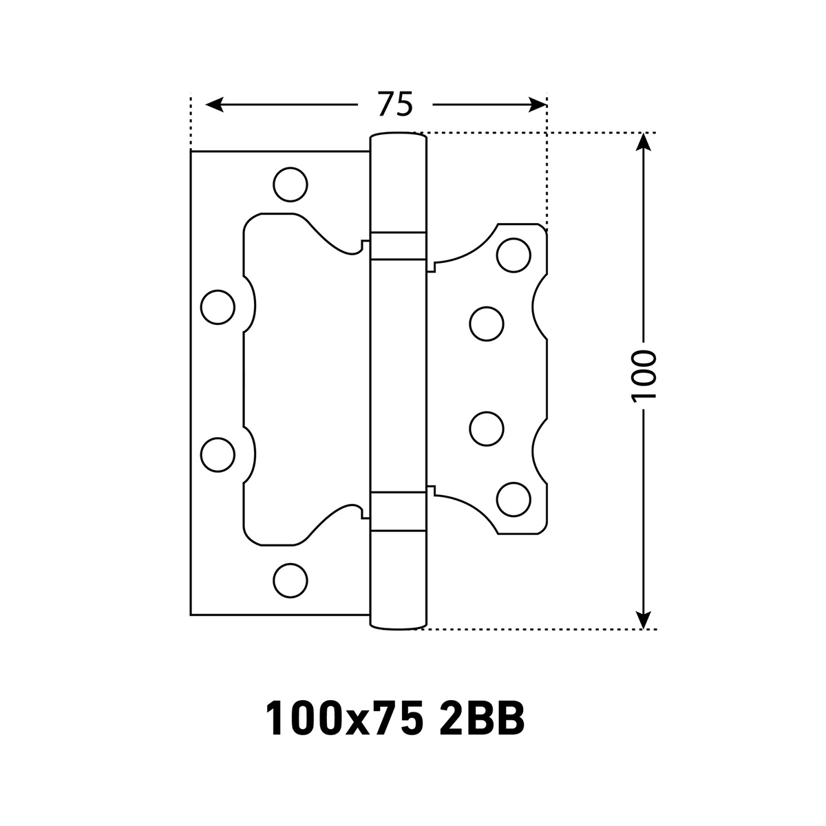 Петля накладная универсальная Аллюр 2BB BL, 100 x 75 x 2,5 мм, матовый черный, 2шт
