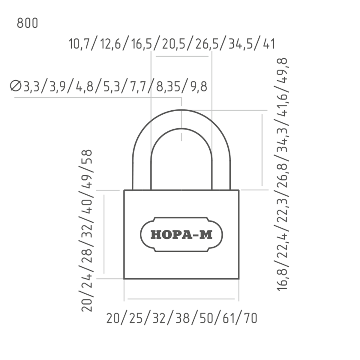 Замок навесной Нора-М ЗН-800 32 мм, 3 ключа